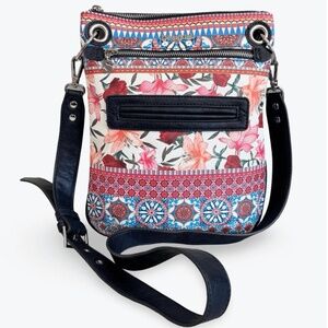 Desigual Floral Pattern Crossbody Bag in Navy, Pink, Red, Cream